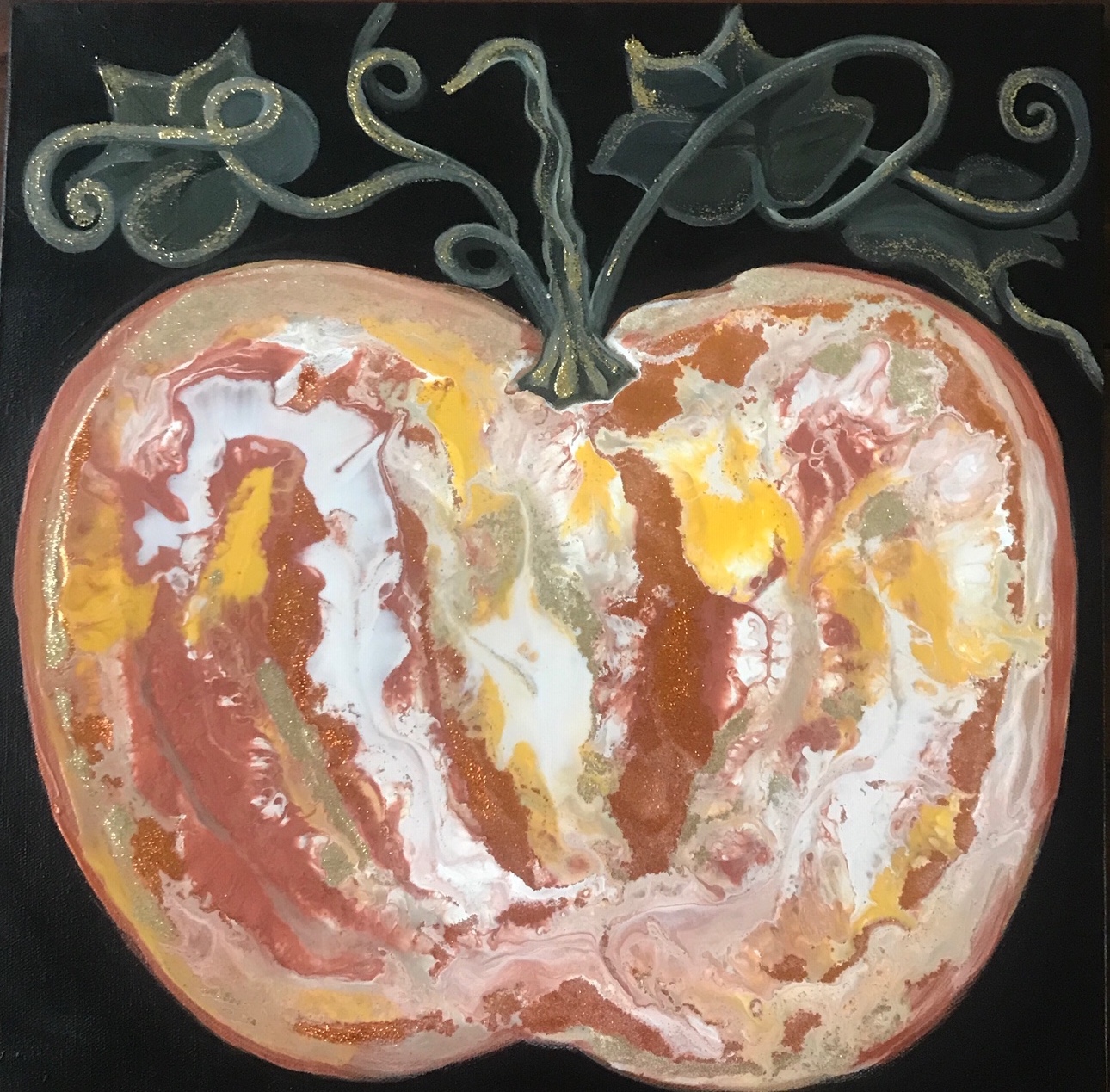 Pumpkin Paint Pour and Glitter